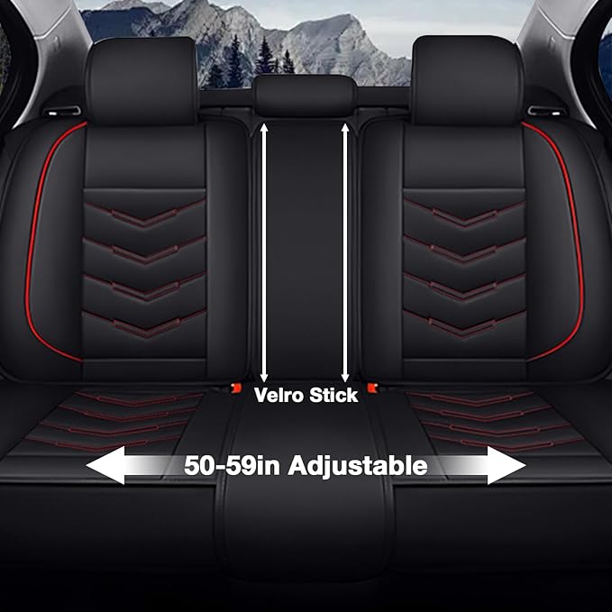 MVRVMV Luxury Car Seat Covers for Ford Explorer 2012-2026, Nappa Leather Auto Seat Cover with 2 Neck Pillows and 2 Lumbar Supports (5 Seat Luxury, Black-Red)