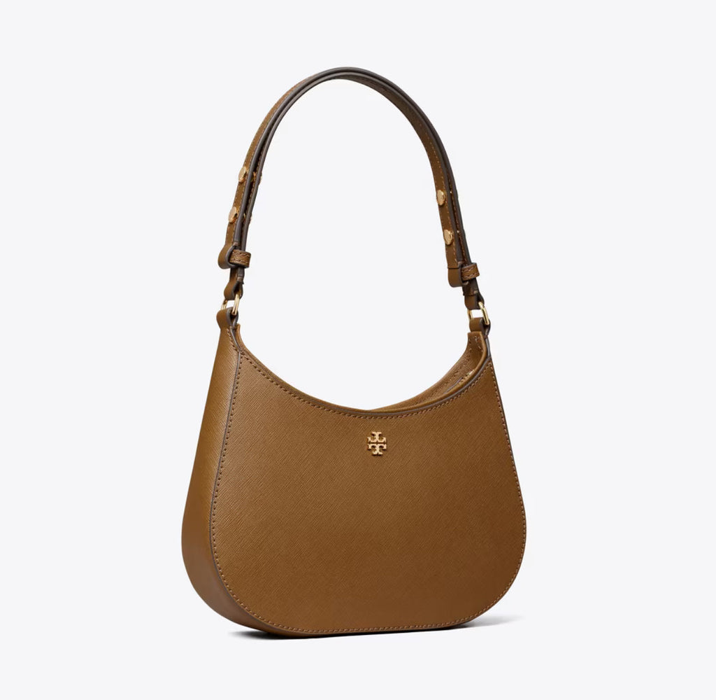 NWT Tory Burch Emerson Saffiano Leather Shoulder Bag in Gold/Moose