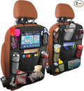 Car Seat Back Organizer, 2 Pack Backseat Storage Bag with Touch Screen Tablet Holder & 9 Pockets, Durable Waterproof Oxford Fabric, Travel Accessories, Road Trip Essentials for Kids