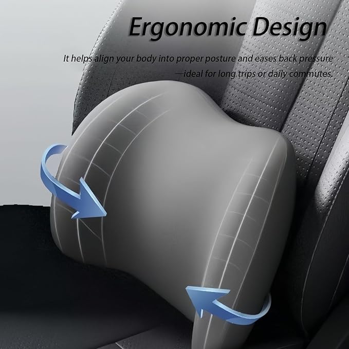 Car Lumbar Support Pillow and Car Neck Pillow Kit for BMW 4 Series 8 Series Convertible, Car Seat Neck Back Rest Pillows, Ergonomic Car Seat Headrest & Lumbar Cushion,B Grey