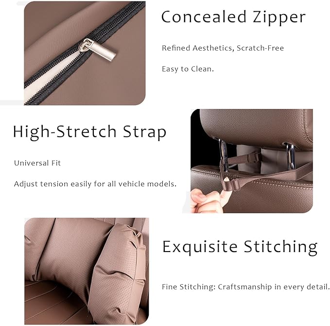 Car Neck Pillow & Lumbar Support for Mazda MX-5 Miata 2019-2023 Ergonomic Breathable Mesh Auto Seat Back Cushion Headrest,Brown-Lumbar Support