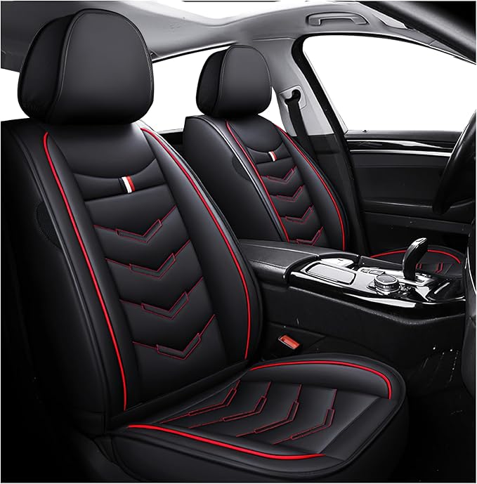 MVRVMV for Ford Bronco Sport 2021-2026 Seat Covers, Waterproof Leather Seat Cover (2 Seat Standard,Black-Red)