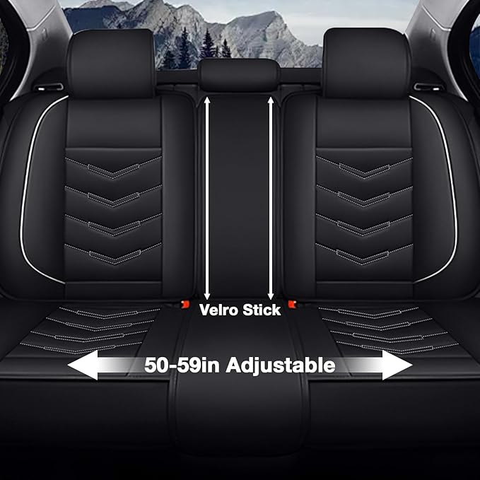 MVRVMV 5-Seat Car Seat Covers for Honda Pilot 2010-2026, Waterproof Non-Slip Wear-Resistant Leather Seat Cover (5 Seat Standard, Black-White)
