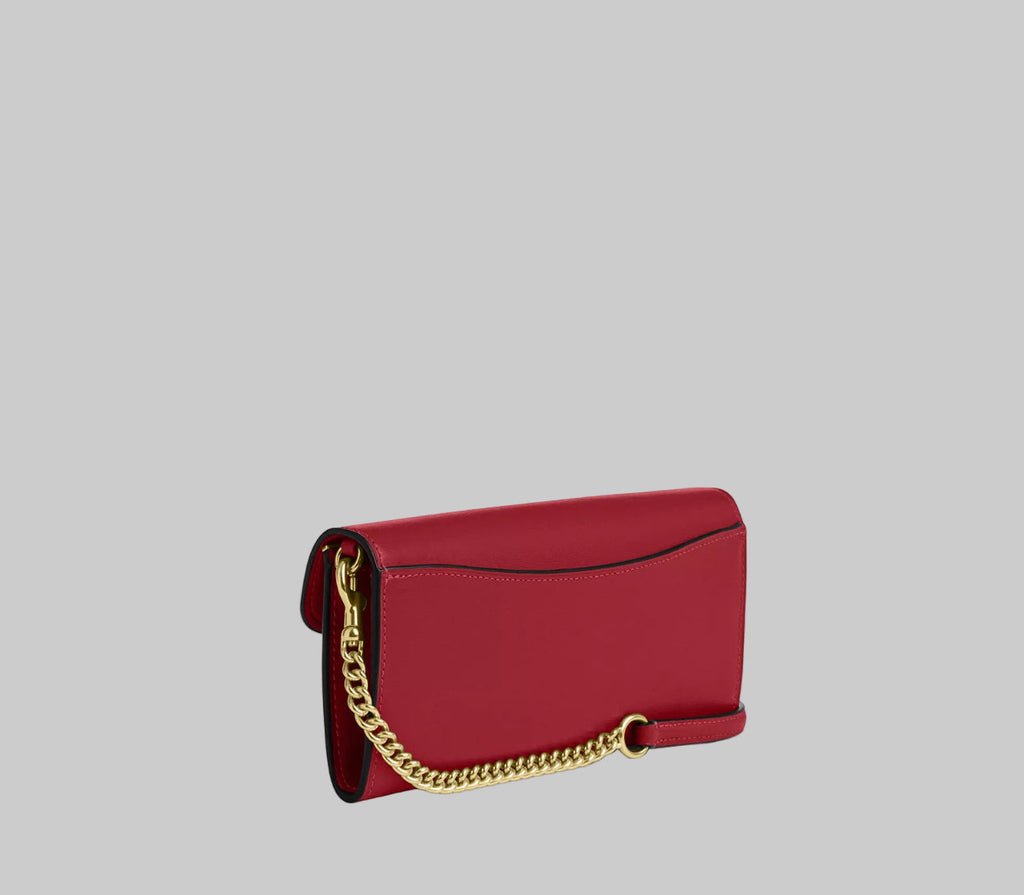 NWT Coach Leather Klare Wallet With Chain In Red