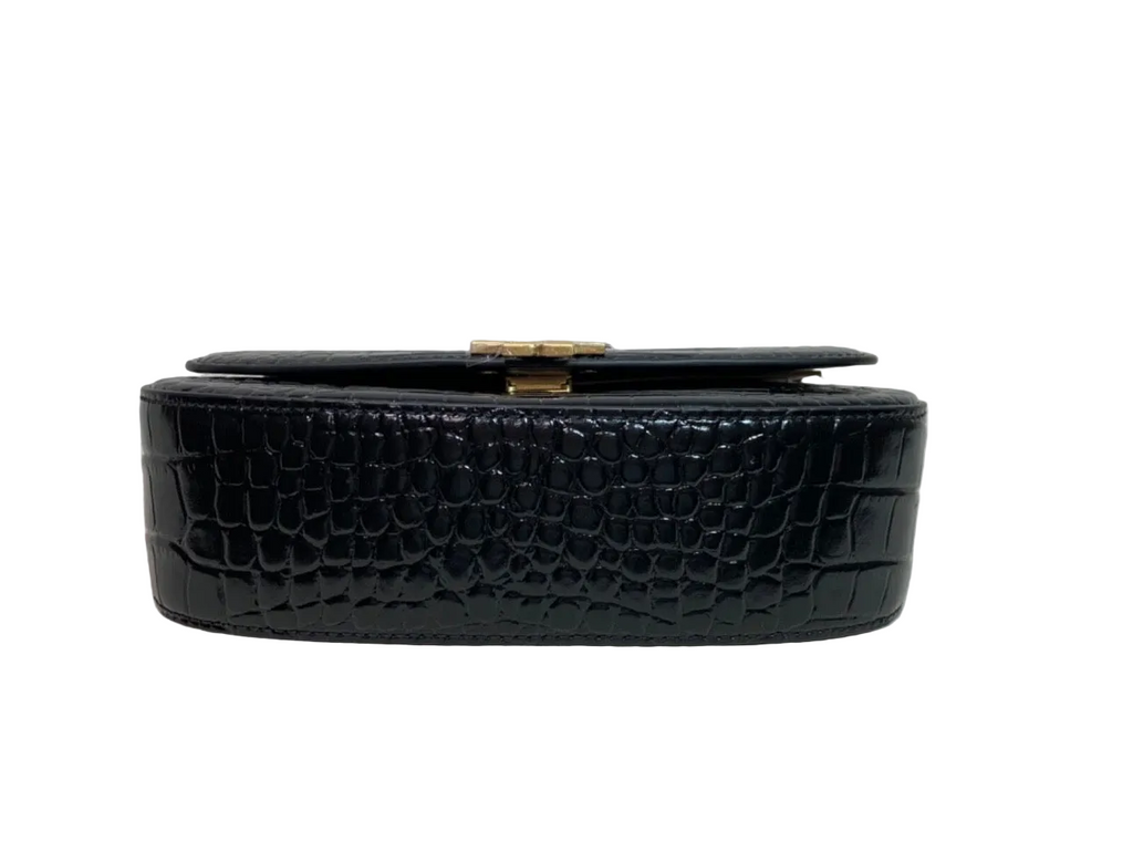 NWT Tory Burch Britten Embossed Convertible Crossbody Leather Handbag In Black