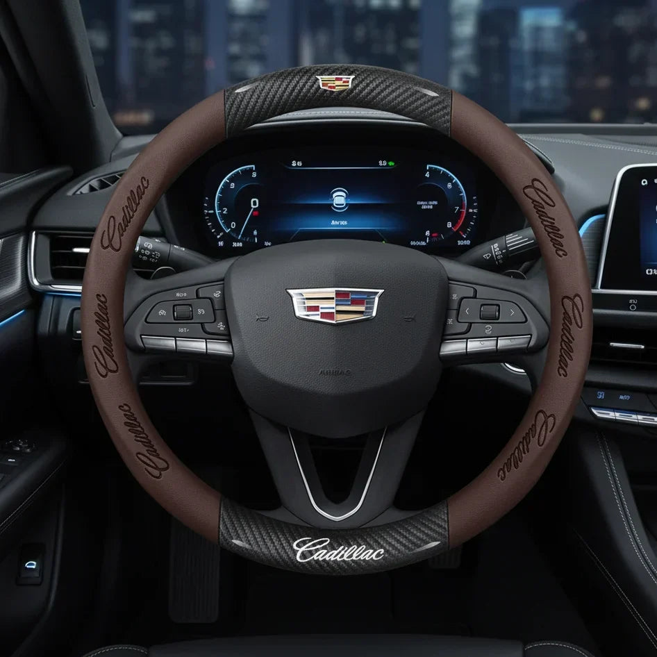 Cadillac Leather & Carbon Fiber Steering Wheel Cover